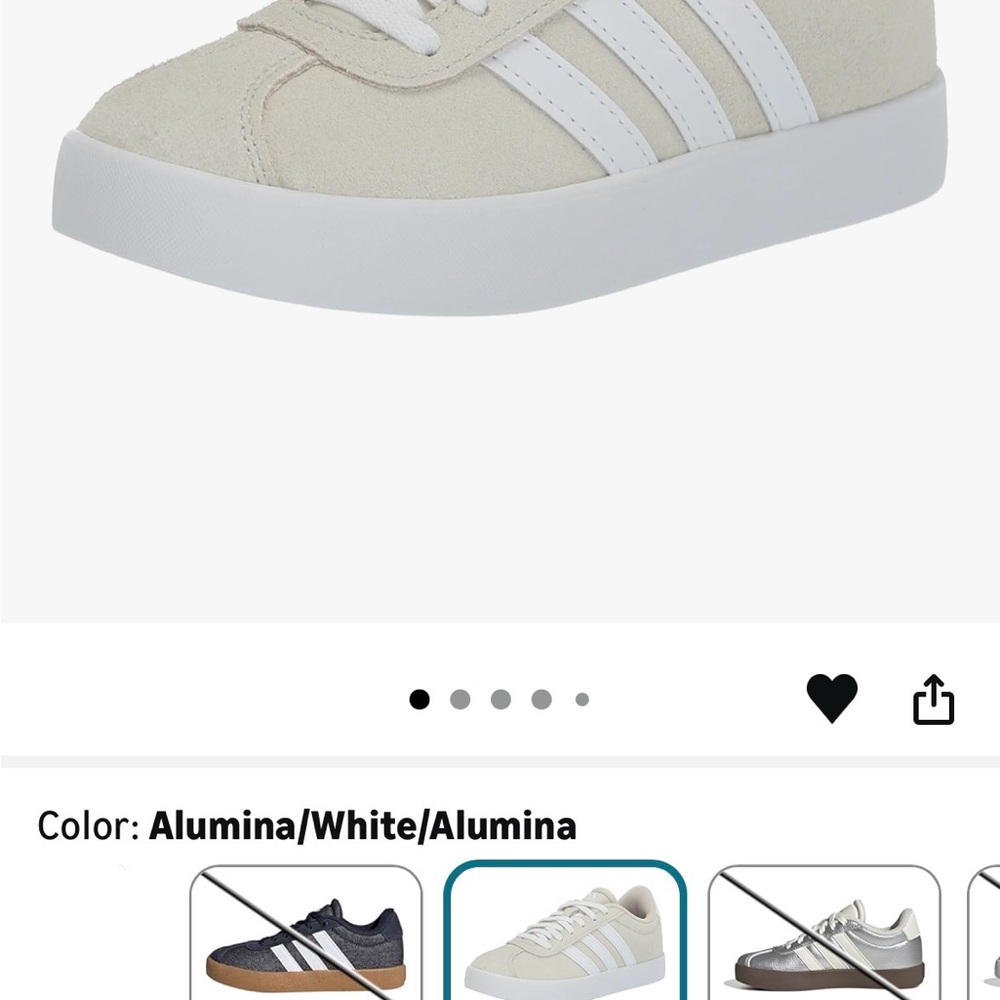 New Adidas  Kids' VL Court 3.0 Shoe size 6 color Alumina/White/Alumina - Picture 6 of 6